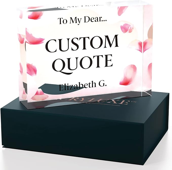 Personalized Gifts, Custom Quote Block Letter Board,Crystal-Clear Acrylic With Gift Box,17 Styles, Holiday and Christmas Gift for Mom, Dad, Girlfriend, Him or Her, Husband, Wife (5"x7, Pink Petals)