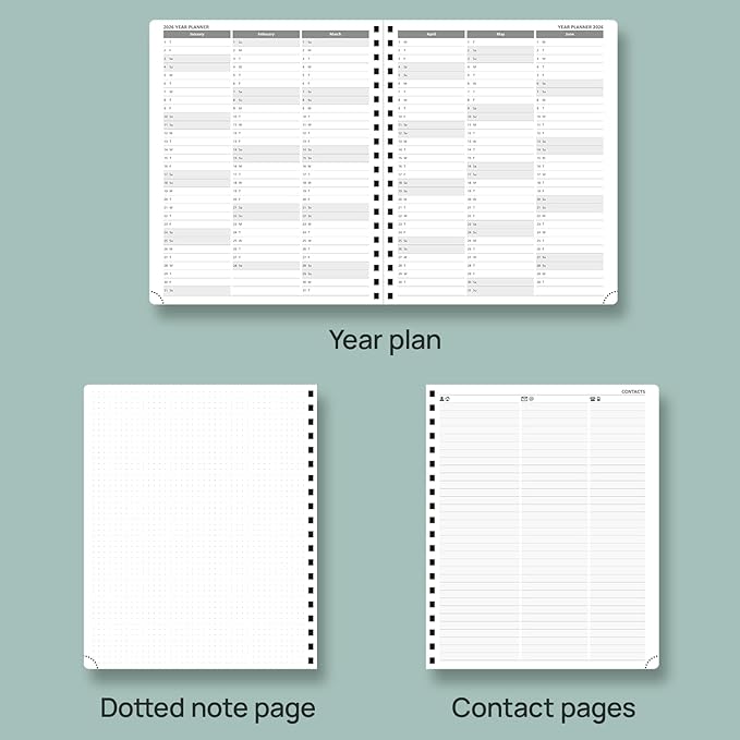 POPRUN Planner 2025-2026 Weekly Planner Notebook (Large 8.5''x 10.5'') Academic Calendar (JUL.25 - JUN.26) Appointment Book with Monthly Tabs, Spiral Soft Cover, Inner Pocket, 100 GSM - Lilac
