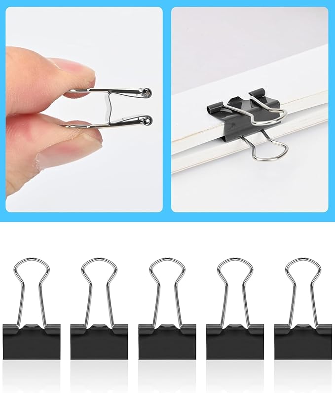 Konilaomu Small Clips Binder Clips 0.75 inch, Small Paper Clips for Office (48 Pcs)(Black)