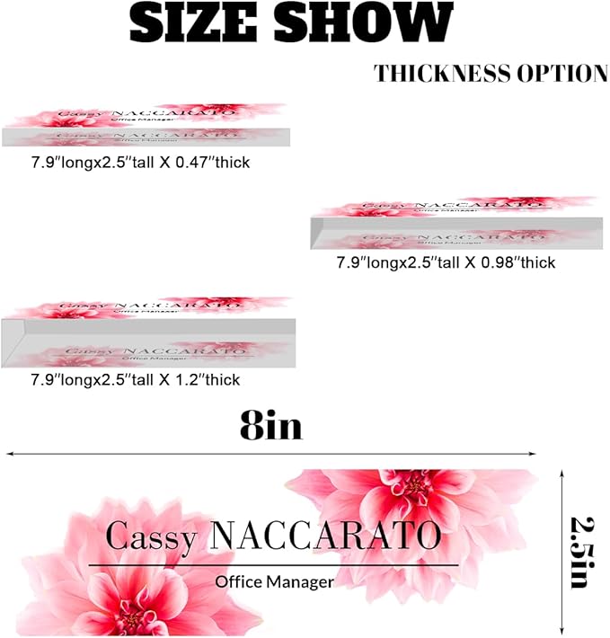 Personalized Desk Name Plate for Her, Custom Acrylic Name Plate, Boss Coworker Gift, Promotion Gifts, Office Decor Desk Plaque (Peach Blossom) 731