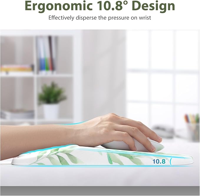 EYROZILL 3 in 1 Ergonomic Mouse Pad and Keyboard Wrist Rest, Cute Mouse Pad with Wrist Support Massage Design, Non-Slip Wrist Pad for Mouse, Desk Mouse Set (Green Plant)