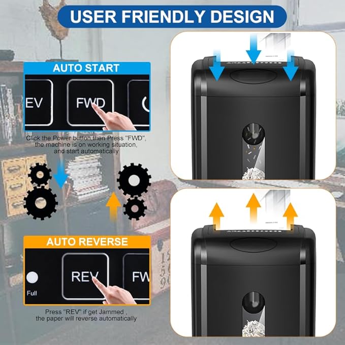 Paper Shredder,18-Sheet Cross Cut, 8 Gallon Pull Out Bin, P-4 Security Level, Shred Paper and Credit Card and Durable&Fast for Home Office
