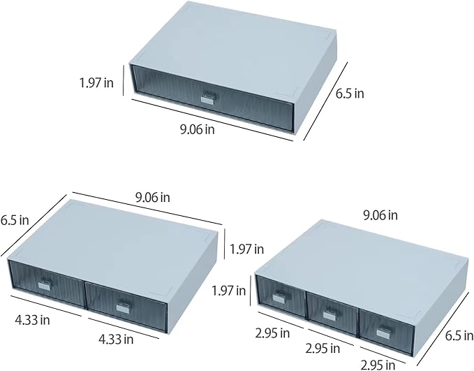 Desk Drawer Organizer, Stackable Office Supplies Desk Organizer, Plastic Plastic Storage Drawer, Desk Grocery Organizer For Stationery/Office Supplies (Blue, 2 Compartment)
