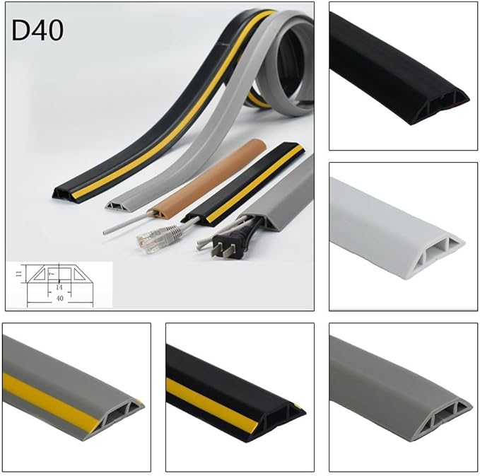 1M Floor Cable Protector Rubber Cover for Safe Movement in Offices, Gyms, and Homes (White)