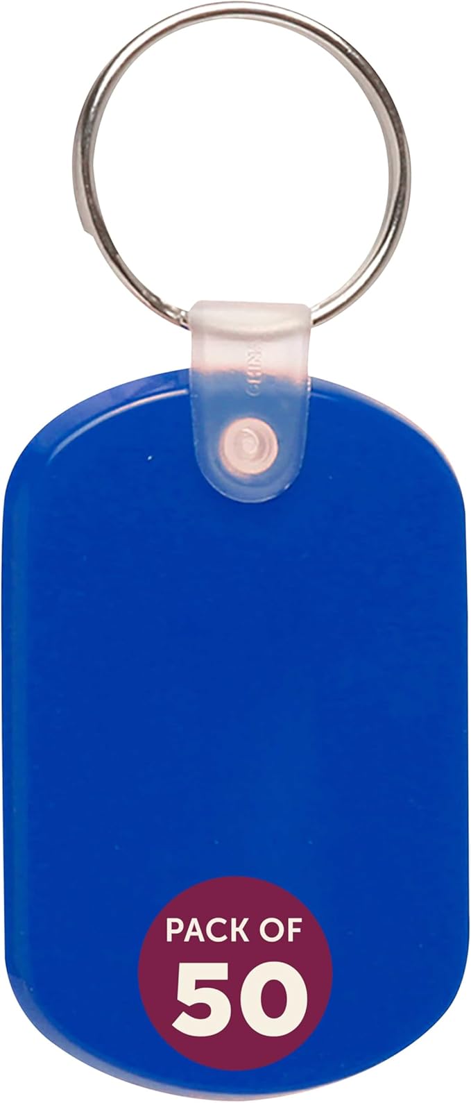 DISCOUNT PROMOS Tag Soft Plastic Keychains - 50 pack - Small Key Tag Chain For Staying Organized - Rubber Key Ring Keychain – Blue