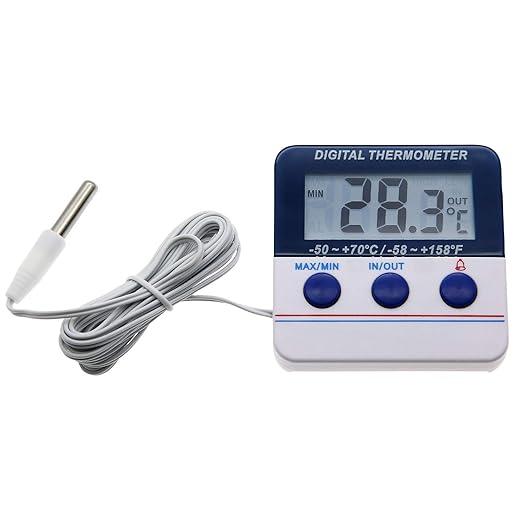 Fridge Thermometer Freezer Thermometer Digital Refrigerator Thermometer with Magnetic Attachment in-Outdoor Alarm Thermometer with Waterproof Outdoor Sensor for Home Kitchen (Model AMT-105)
