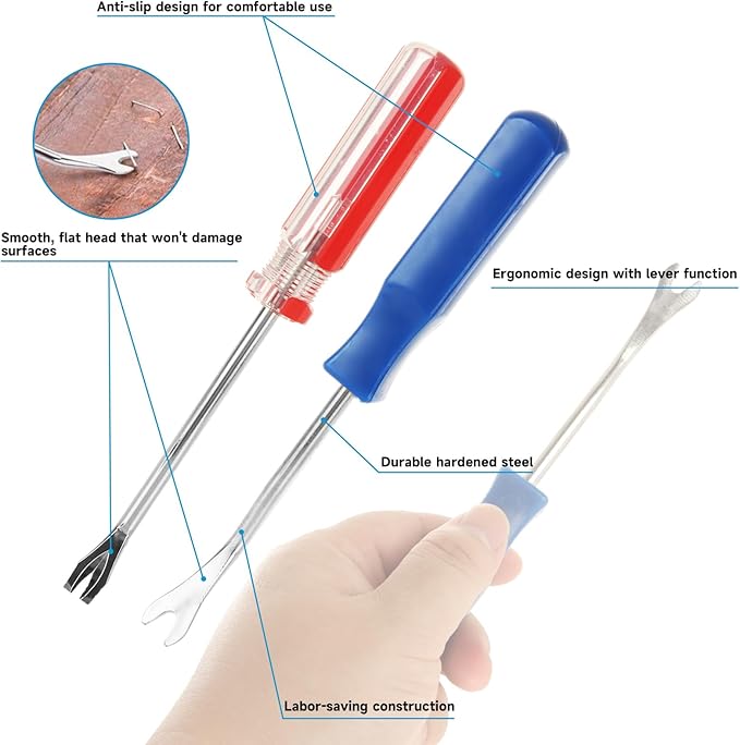 STARVAST 8PCS Nail Puller and Staple Remover Tool Set, Including End Clippers, Nail Remover, V-Shaped Staple Remover and U-Shaped Staple Remover for Furniture, Floor, Wall, Car, Photo, Frame