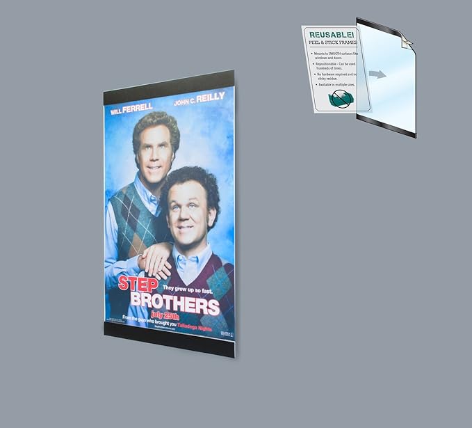 | Clear Sign Holder -11"W x 17"L | Use on Glass, Doors, Windows, Any Flat Surface - Black Border | 5 Pack