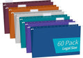 Hanging File Folders, RAZCC 60 Pack Reinforced Hanging Folders Legal Size, Designed for Bulky Files, Filing Cabinet, Adjustable Tabs, Assorted Colors