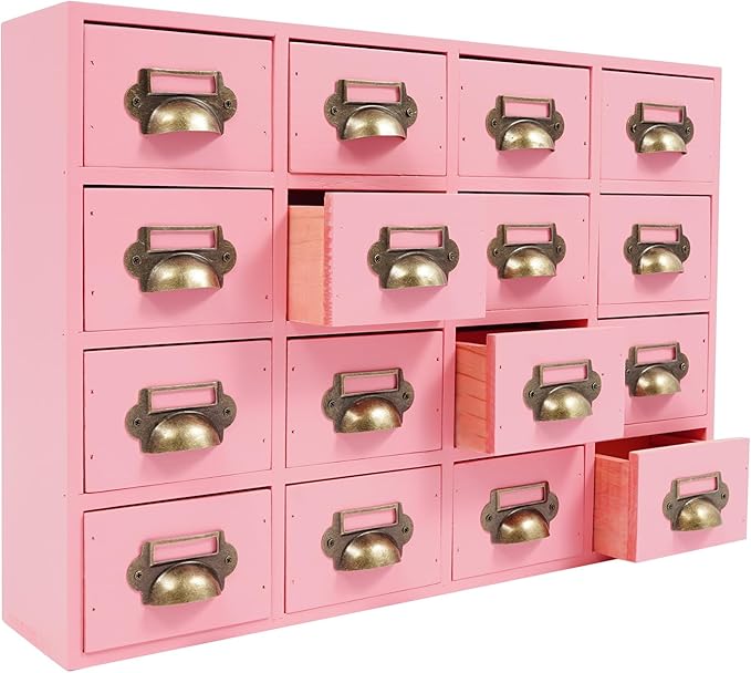 Vintage 16-Drawer Storage Cabinet – Multipurpose Desktop Organizer for Office, Craft & Home