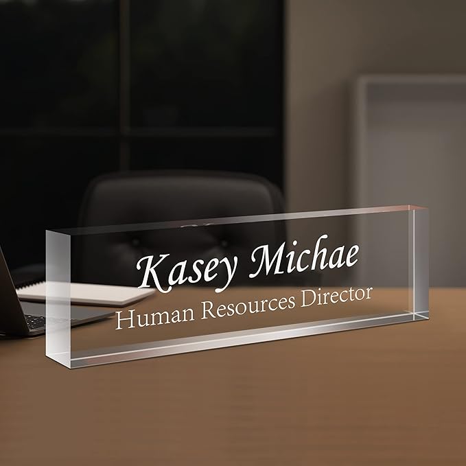 SalaGraphics Custom Engraved Acrylic Name Plates for Desks, Office Desk Plate Personalized, Decor Nameplate, Nurse Manager Employee Teacher Appreciation Gifts, Accessories (Flowers H)