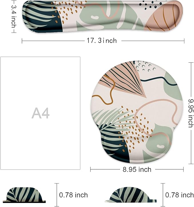 Lateefah Mouse Pad with Wrist Rest, 3-in-1 Gaming Mouse Pad, Keyboard Wrist Rest, Ergonomic Memory Foam Mousepad with Wrist Support for Computer Keyboard