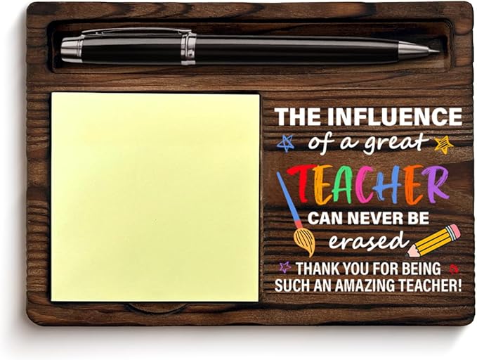 Thank You Teacher Gifts for Women Men Sticky Note Holder Teachers Appreciation Gifts The Influence of a Great Teacher Can Never Be Erased Self-Stick Note Pad Holders Home Office Decor
