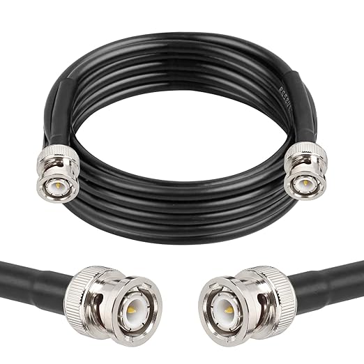 BNC Cable - 10FT RG58 50 ohm Male to Male Coax Cables Low Loss BNC Extension Coaxial Cable with for Antennas, RF Radios, Modems, Oscilloscopes, Spectrum, etc (Black)