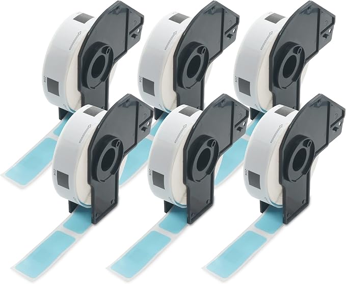 BETCKEY - Multi-Purpose Address Labels Replacement for Brother DK-1204 (0.66 in x 2.1 in), Compatible with Brother QL Label Printers [6 Rolls/2400 Labels, Light Blue]