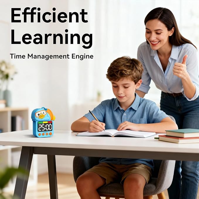 Shower Timer Waterproof Visual Timer for Kids, 99-Min Digital Potty Training Timer for Toddler, Duck-Shaped Bathroom & Kitchen Time Management Tool, Rechargeable, Blue