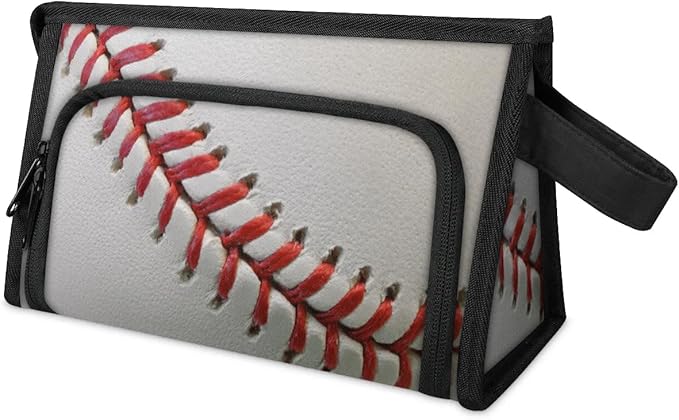 Large Capacity Pencil Case Pouch, Baseball Laces Portable Zipper Pencil Cases Pencil Bag Office Stationery Bag Makeup Bag Desk Organizer for Women Men