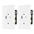2PACK - 15AMP GFCI Outlet with USB-A & USB- C Ports, Self-Test GFCI Electrical Outlet Combination with USB, LED Indicator, Tamper Resistant, Screwless Wall Plate Include, ETL Listed, White