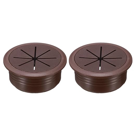 uxcell 2 Pcs Desk Grommet, 2.09 inch 53mm Desk Cable Hole Cover Wire Hole Insert for Home Office Table Cabinet Cord Organizer, Coffee