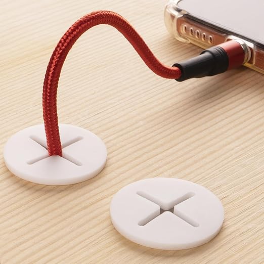 2 PCS Cable Grommet Made of Flexible Silicone 1 Inch Desk Grommets for Table and Other Furnitures Hole Cover Cord or Wire Pass Through White Color
