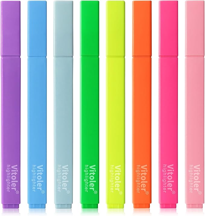 Piochoo Aesthetic Highlighters,8pcs Bible Highlighters,Vibrant Colors, Cute Highlighter Assorted Colors, Cute Markers Back to School Supplies