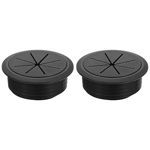 uxcell 2 Pcs Desk Grommet, 2.36 inch 60mm Desk Cable Hole Cover Wire Hole Insert for Home Office Table Cabinet Cord Organizer, Black
