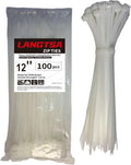 12-Inch Heavy-Duty Nylon Zip Ties, 100-Pack – 120lb Tensile Strength, Secure & Reliable for Industrial, DIY, Workshop, and Travel (Black/White) by LANGTSA