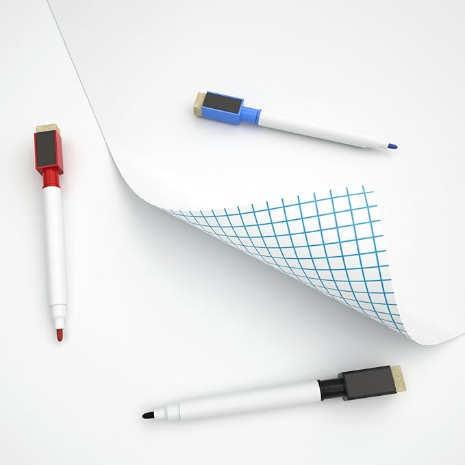 Nicpro Dry Erase Whiteboard Sticker Wall Decor, 17.7" X 78.7"(6.5 ft) Self-Adhesive White Board Peel Stick Paper with 3 Color Pen for School, Classroom, Office, Home, Kids Drawing Must Have Suppliers