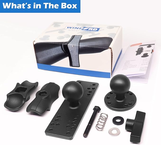 1.5" Ball Short Arm Fish Finder Mount, Marine Electronic Mount, Universal Mounting Plate with 1.5 inches / 38mm / C Size Ball Adapters, Compatible with Garmin, Lowrance, Humminbird and More