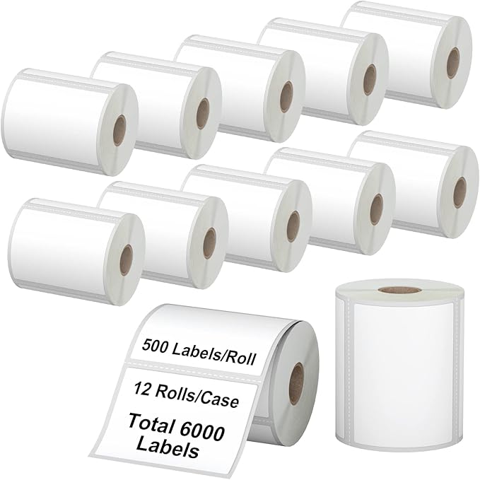 12 Rolls 6000 Pcs 4"x3" 3-Proof Direct Thermal Shipping Labels 1" Core Compatible with Zebra LP2844 ZP450 ZP505 ZD420 GX430T GK420T ZT410 ZD421 and Rollo MUNBYN, 103mmx76mm Thermal Sticker