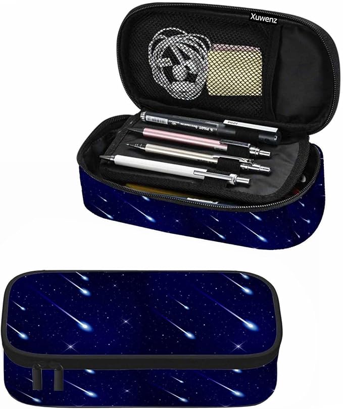 Flying Comets Pencil Case Galaxy Stardust Shining Stars Universe Space Pencil Bag Pen Markers Pouch Holder Organizer for Office Clerks
