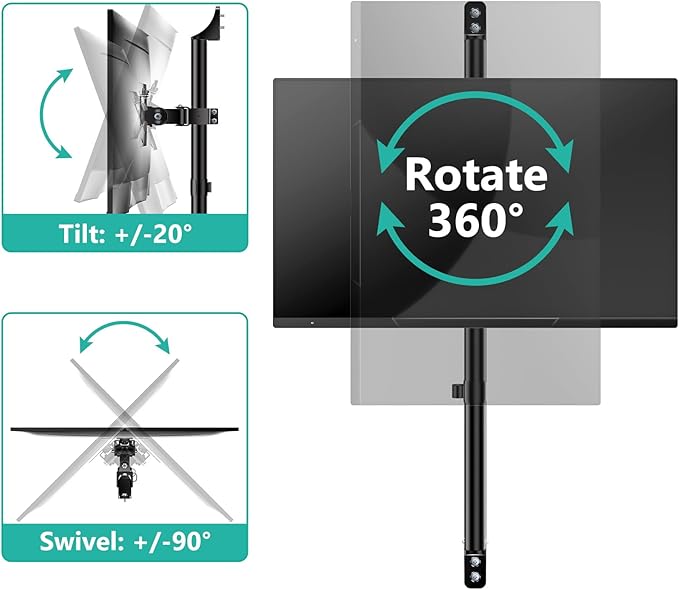 WALI Vertical Dual Monitor Wall Mount, Stacked Monitor Wall Mount for 17-38 Inch 2 Screens 22lbs each with Height Adjustment Heavy Duty Sturdy Steel Tilt Swivel Rotate Flexibility VESA 75x75/100x100mm