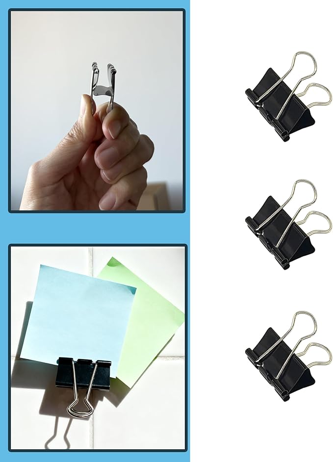 Konilaomu 24Pcs Binder Clips 1.25in Reusable Paper Clamps Clips Binder Paper Clips for Office Supplies, Document Storage, Study Room, School (Black)