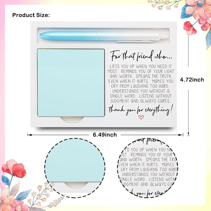 Friend Appreciation Gift, Motivational Gift for Cherished Friends, Encouraging Gift for Gratitude to Friends, Wooden Sticky Note Holder, 16.5 x 12 x 1.5 cm, XXW28