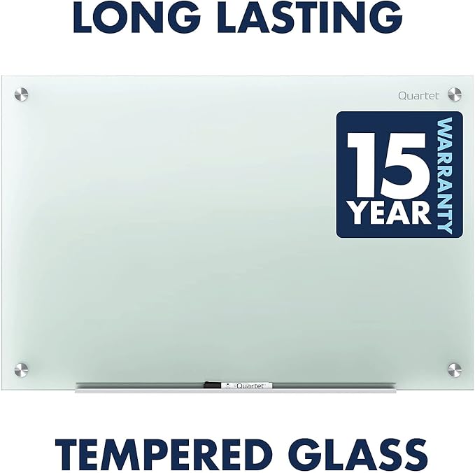 Quartet Whiteboard, Glass Dry Erase Board, Non-Magnetic, 8' x 4', Infinity Frameless Mounting, Includes Dry Erase Marker, Frosted White (G9648F)