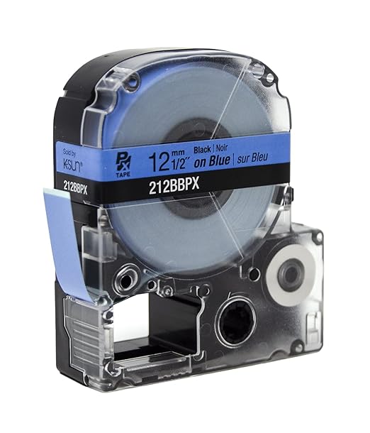 Epson LABELWORKS 212BBPX Genuine PET (Polyester) Tape Cartridge - Black on Blue Label Maker Tape - 1/2" (12MM) Wide, 30'