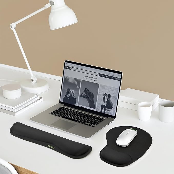 VAGAU Premium Keyboard Wrist Rest and Mouse Pad Wrist Support, Ergonomic Memory Foam Set for Office, Laptop, Mac, Computer and Gaming, Comfortable Typing &Wrist Pain Relief (2 Pack)