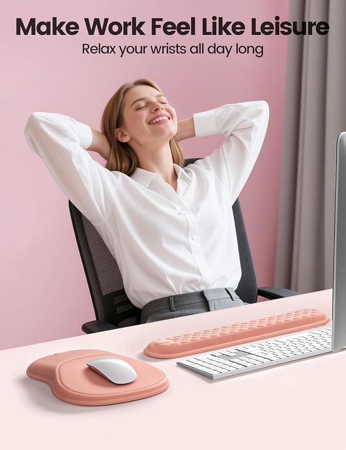 Meatanty Keyboard and Mouse Pad Wrist Rest Set, Ergonomic Wrist Pad Support, Computer Hand Palm Rest Combo, Memory Foam Typing Desk Accessories Carpal Tunnel Cushion, Laptop Office Home School-Blue