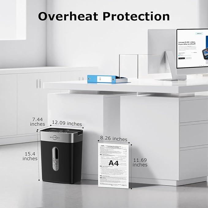 Bonsen 10-Sheet Cross Cut Paper Shredder for Home Office, P-4, Portable Handle, 4 Gallons Bin, Paper and Credit Card Shredder, Black (S3201 New Version)