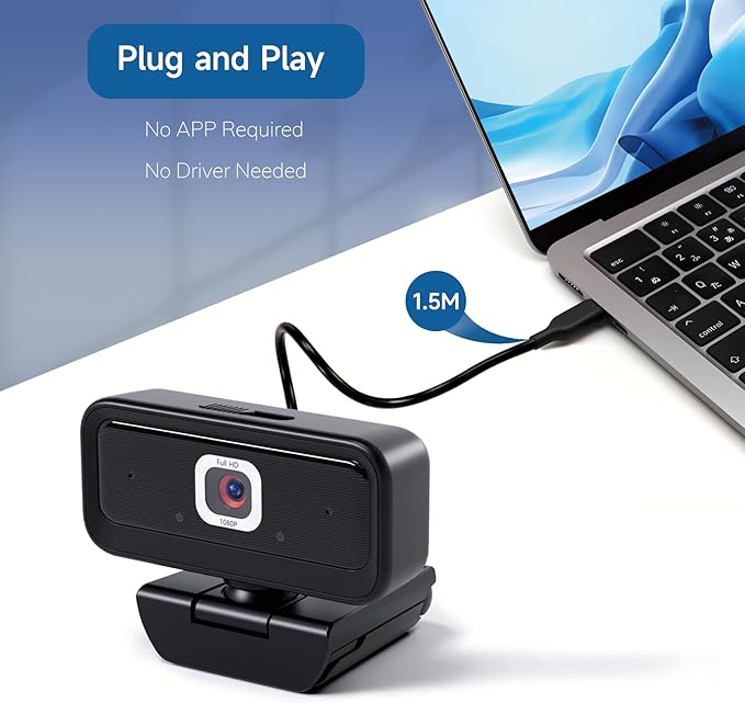 Combess Webcam for PC, Computer Camera for Desktop, 1080P Webcam with Tripod,USB Web Cam, 2 Noise Reduction Mics, Built-in Privacy Cover,Plug&Play