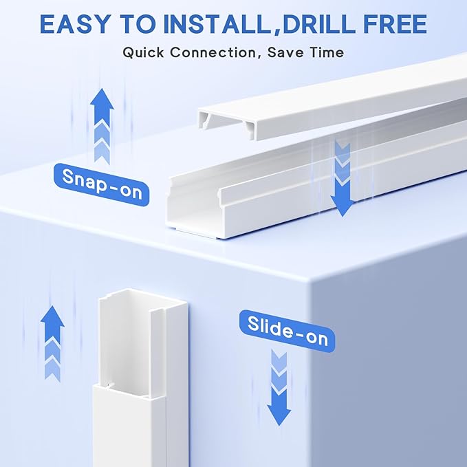 315in Cord Hider Kit, Paintable Cable Raceway, Cord Covers for Wires on Wall, Cord Hider for Wall Mount tv, tv Cable Hider Wall kit, Wire Covers for Cords, W0.59in X H0.4in, White