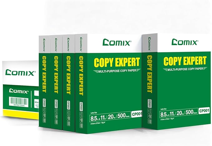 COMIX Copy Paper 8.5"×11" Letter Size 20 Lb 92 Bright White, 3 Reams/1,500 Sheets Total – Printer Paper for Office, School, and Home, Made in USA