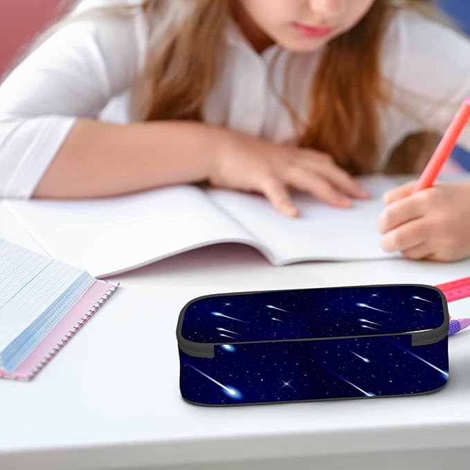 Flying Comets Pencil Case Galaxy Stardust Shining Stars Universe Space Pencil Bag Pen Markers Pouch Holder Organizer for Office Clerks