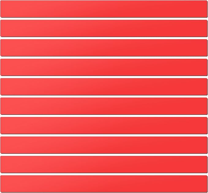 LLPT Dry Erase Magnetic Label Strips 10 Pack 1" x 12" Blank Reusable Writable Magnet Stickers for Organizing Labeling on Fridge Whiteboard Crafts and More Metallic Surfaces Red(DMS11210RD)