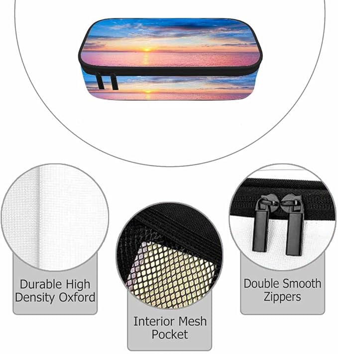 Sunrise Seascape Pencil Holder Bag Cloudy Sun Sparkling Sea Beautiful Pencil Case College Office School for Teens Boy Girl