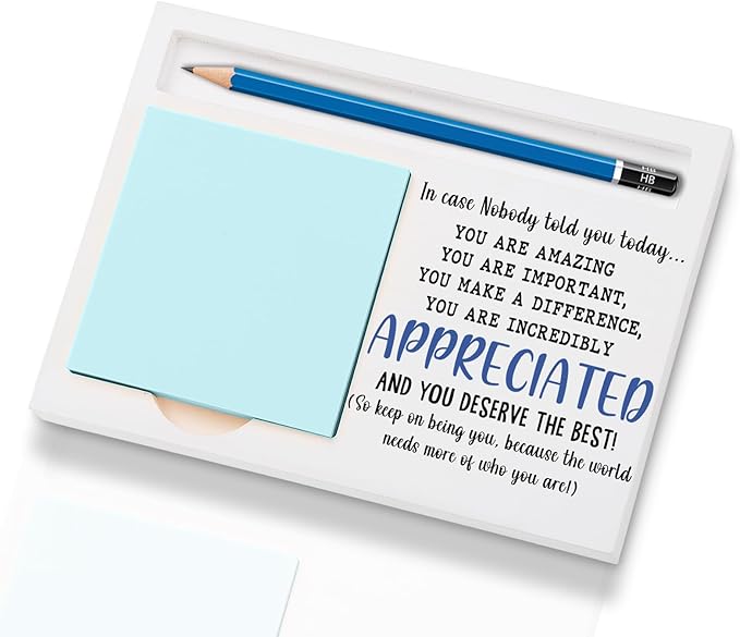 Inspirational Office Supplies Sticky Note Holder Decor, Motivational Appreciation Gifts for Women Men Self-Stick Note Pad Holders W2B38