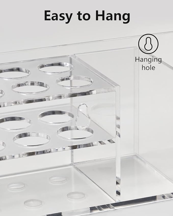 HBlife Acrylic Dry Erase Marker Holder Wall Mount, 10 Slots Whiteboard Marker Holder for Office, School and Home, Marker, Eraser and Whiteboard Cleaner Not Included, Clear