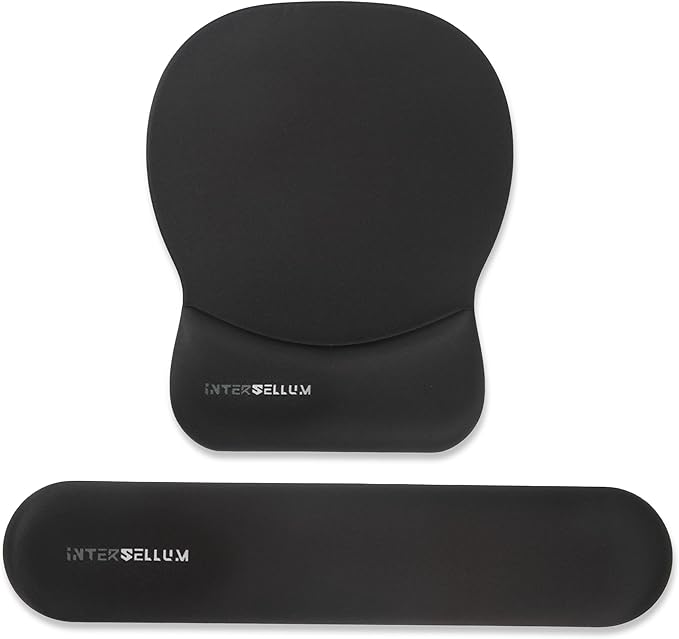 Gel Wrist Rest Mouse Pad Set, Ergonomic Office Mousepad with Memory Foam Wrist Support, Gel Mouse Pad with Wrist Support Keyboard Rest, Non-Slip Desk Accessory for Office, Home & Gaming (Black)