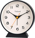 4.5" Battery Operated Retro Analog Alarm Clock, Small Silent Bedside Desk Clock,Lighted on Demand, Battery Operated, Snooze, for Living Room, Bedroom, Bedside, Desk(Black)
