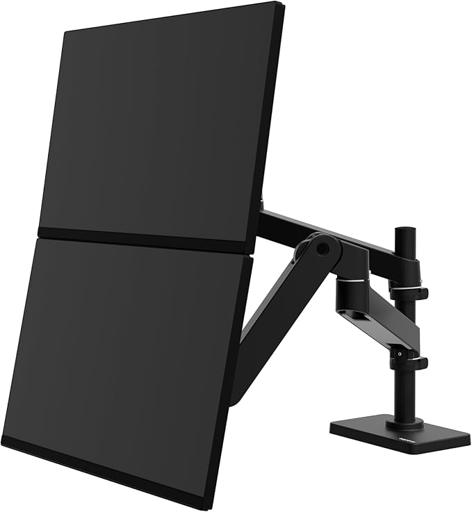 Ergotron – Upgraded LX Pro Premium Vertical Stacking Dual Monitor Arm, VESA Desk Mount – for 2 Monitors Up to 24 Inches, 4 to 22 lbs Each – Matte Black